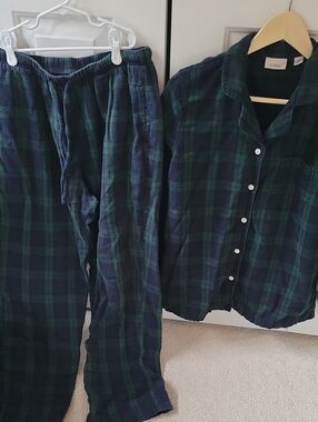 L.L. Bean Scotch Plaid Flannel Pajamas - Black Watch